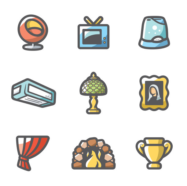 一套房子和室内项目图标图片下载