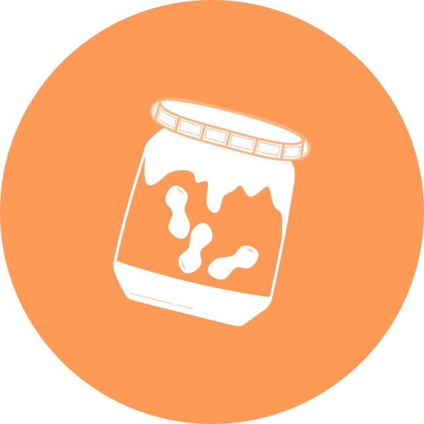 圆圈图标里有几罐花生酱和巧克力奶油。杯装巧克力坚果奶油，形状扁平。矢量艺术插图图标巧克力和花生。图片下载