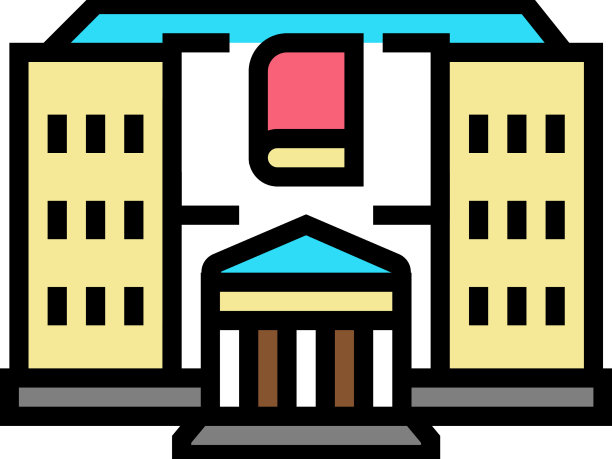 图书馆建筑彩色图标图片下载