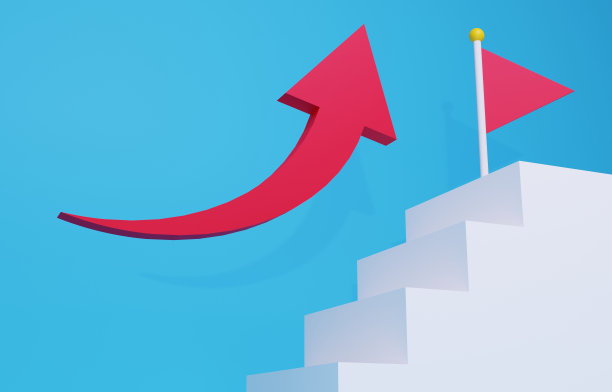 简单的楼梯和旗帜的3D图像图片下载