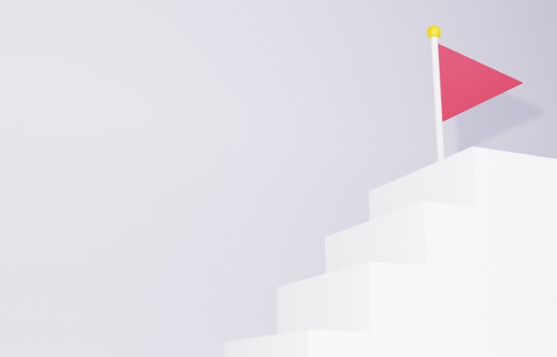 简单的楼梯和旗帜的3D图像图片下载