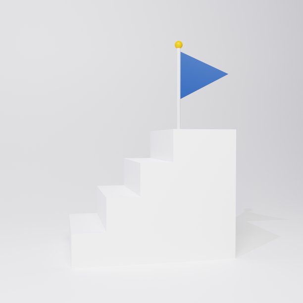 简单的楼梯和旗帜的3D图像图片下载