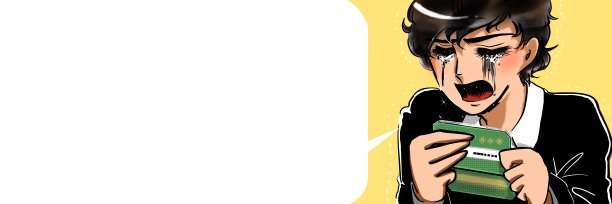 插图的一个美丽的男孩与黑色的头发和自然烫发谁是心碎的，哭着检查他的存款余额由一个70年代的少女漫画风格。图片下载