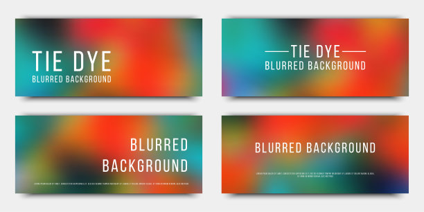 一组抽象的矩形水平条幅。扎染风格的模糊背景。矢量插图图片下载