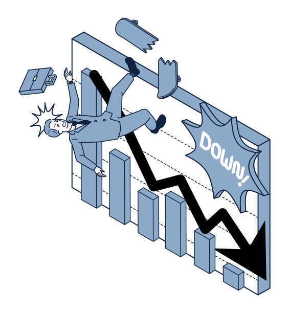 一个穿着西装的商人从滑板上摔了下来，表现了他的表演图片下载