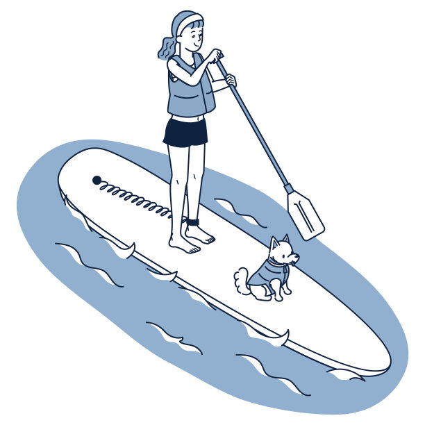 一个女人和她的狗在海里享受SUP的等长图像图片下载