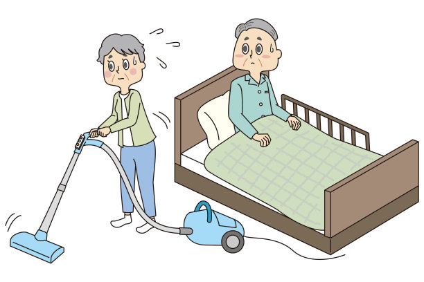 卧床不起的老男老女打扫卫生图片下载