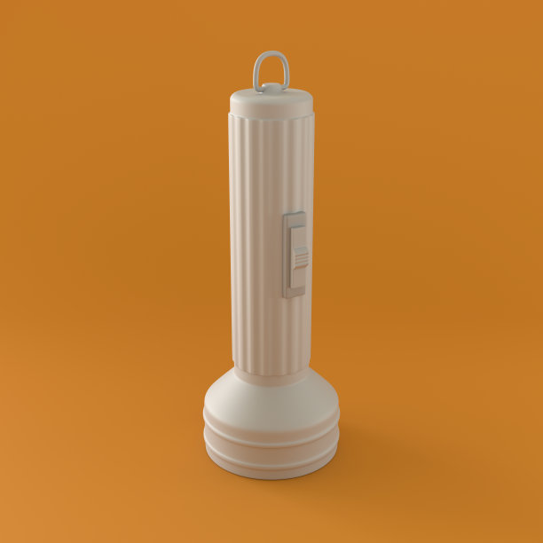 橙色背景的单色手电筒，3d渲染图片下载