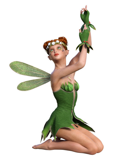 3D渲染春天精灵在白色图片下载