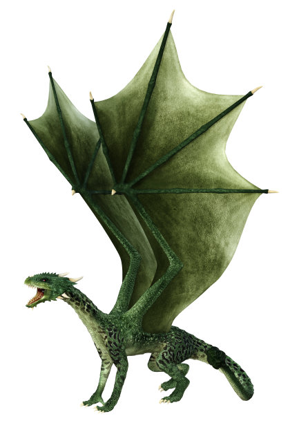 3D渲染童话龙在白色图片下载