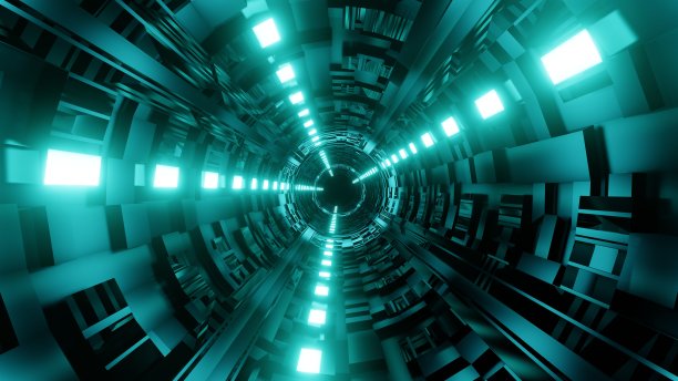 3 d渲染。抽象的未来几何形状背景。塞伯朋克图片下载