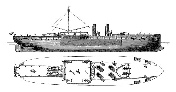 萨克森巡洋舰(德国)-老式雕刻插图图片下载
