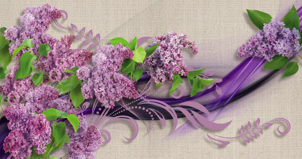 3d壁纸，丁香花，织物画布纹理图片下载