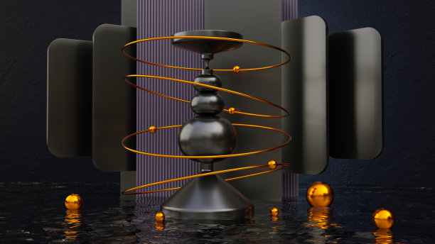 现代抽象的组成黑色石头背景在柔和的颜色橙色，紫色和白色。3 d渲染。从Instagram图片风格的现代背景。库存图片图片下载