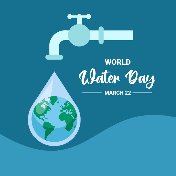 水滴和地球仪矢量插图，作为横幅或海报，世界水日。图片下载