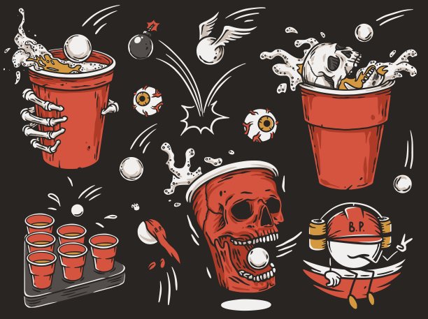 啤酒乒乓球比赛。适合酒吧、酒吧和大学饮用的啤酒图片下载