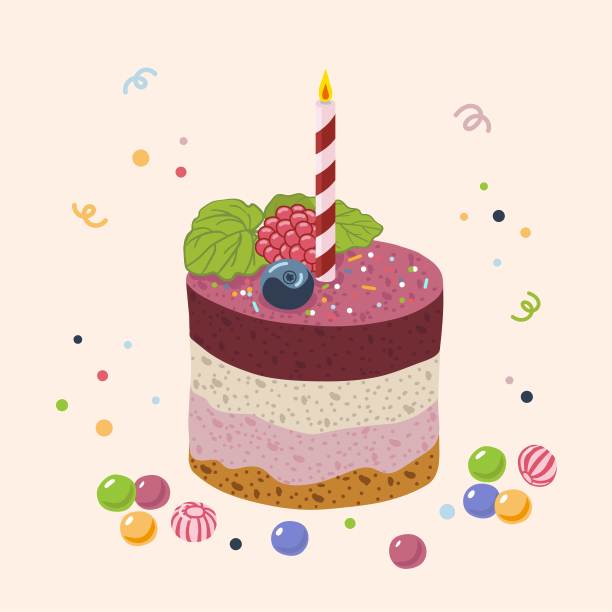 生日蛋糕手绘矢量插图图片下载