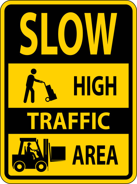 白色背景上的慢速高流量区域标志图片下载