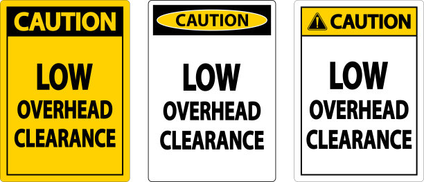 白色背景上的低头顶净空标志图片下载