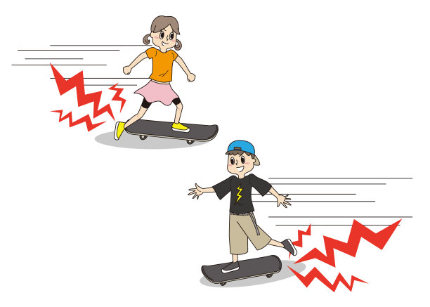 男孩和女孩在路上玩滑板的噪音问题图片下载