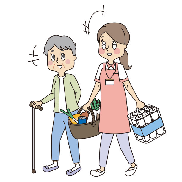 女性助手，支持老年妇女和购物图片下载