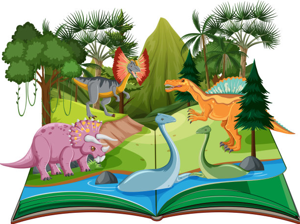 书中恐龙的场景图片下载