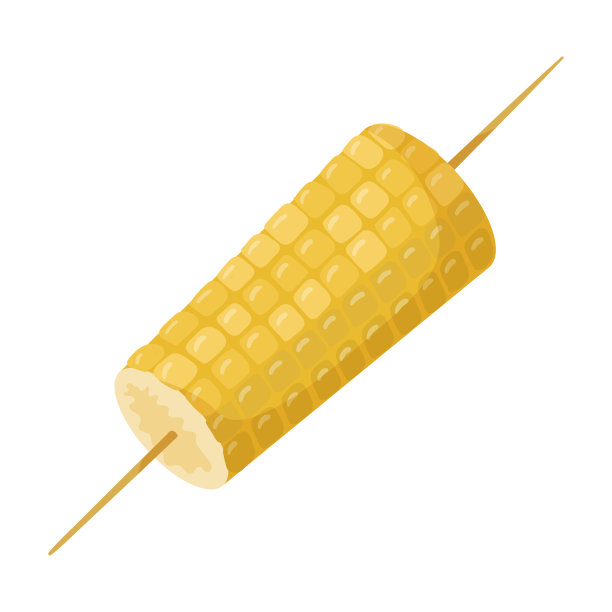 一串煮玉米的矢量插图，墨西哥快餐隔离在白色。图片下载