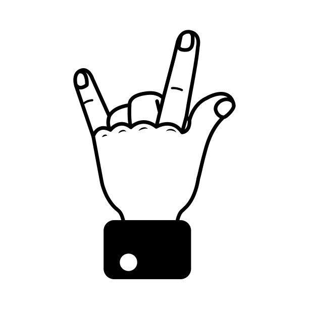 孤立的手卡通轮廓图标做手势矢量图片下载