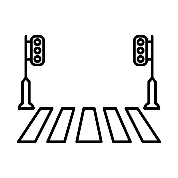 人行横道，斑马线十字图标标志设计矢量模板插图图片下载