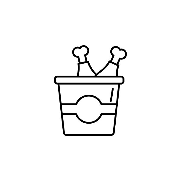 盒子里的扁平图标炸鸡。图片下载