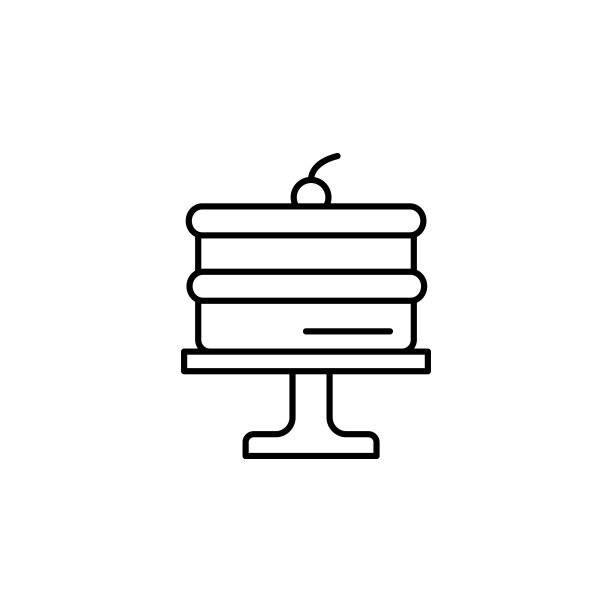 黑线蛋糕图标孤立在白色背景上。生日快乐。向量。图片下载