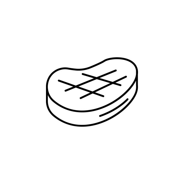牛排肉矢量线图标。图片下载