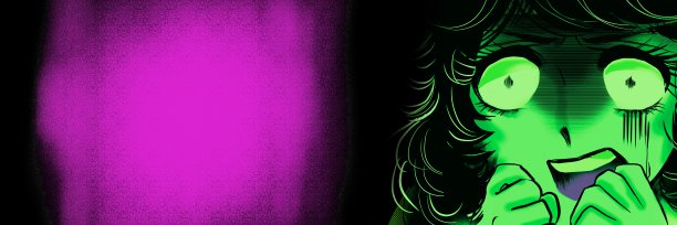 这是一幅插图，画的是一位黑头发的女子，一看到自己日渐苍老的脸就尖叫起来，这是一幅70年代日本少女漫画的风格。图片下载