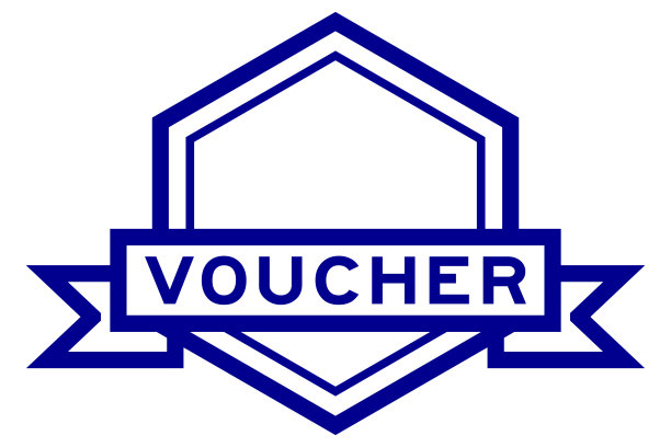 老式六边形标签横幅与字券在白色背景上的蓝色图片下载