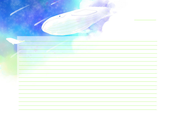 信笺。飞鲸。神奇的插图。图片下载