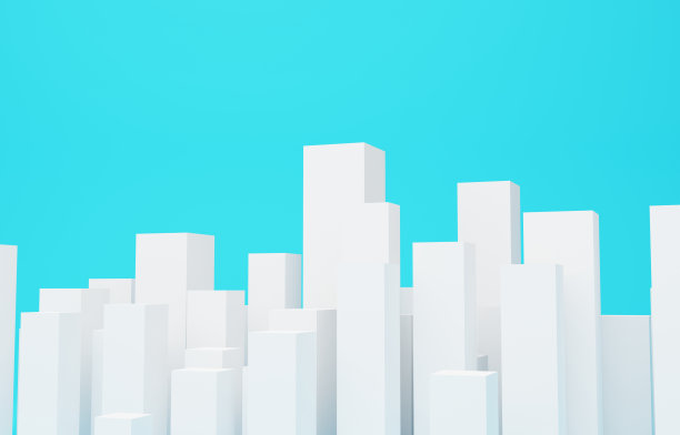 一个简单而可爱的建筑小镇的3D图像图片下载