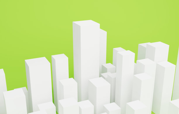 一个简单而可爱的建筑小镇的3D图像图片下载