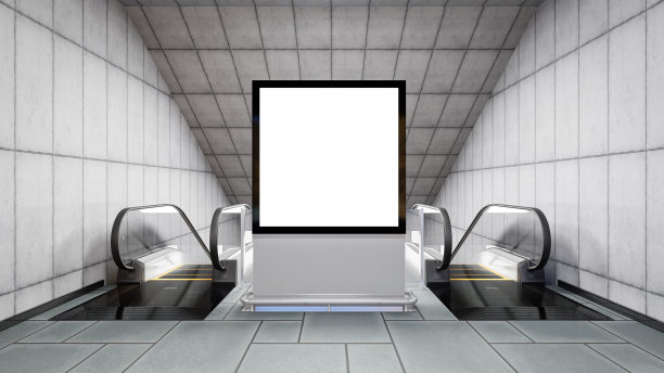 3 d渲染。地铁里的空白广告牌。对你的广告很有用。图片下载