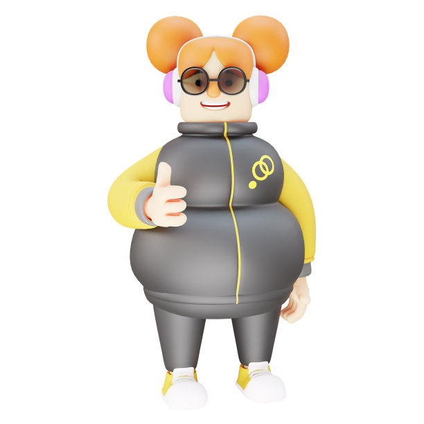 卡通滑稽女孩3D角色显示一个重击图片下载