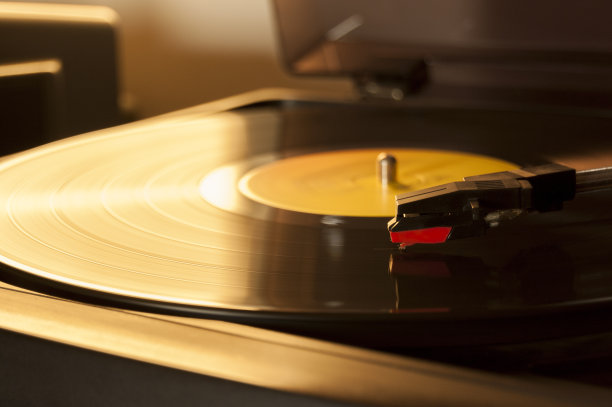 乙烯基唱片和复制针的细节。图片下载