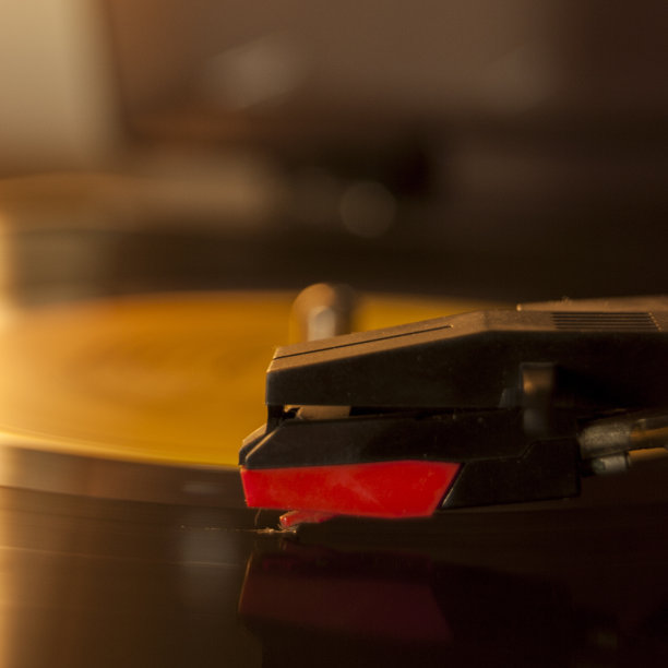 乙烯基唱片和复制针的细节。图片下载