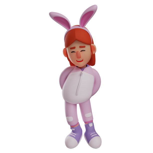 美丽的3D兔女郎卡通有一个可爱的微笑图片下载
