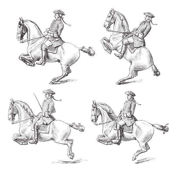 骑马或骑马(马术)-复古雕刻插图图片下载