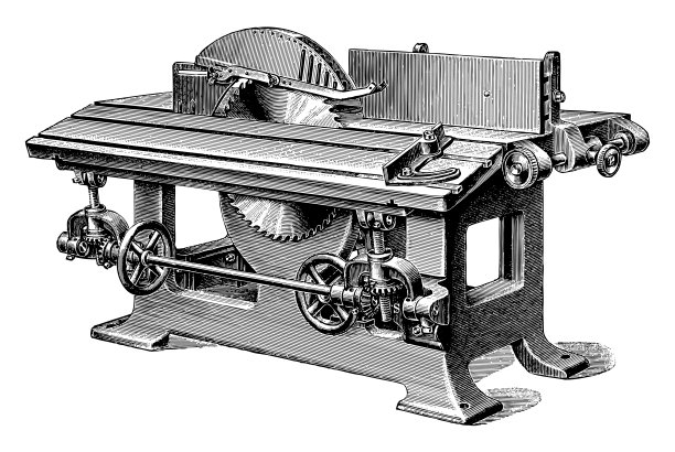 老式圆锯-老式雕刻插图图片下载