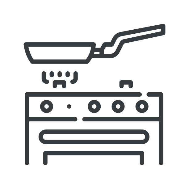 煎锅矢量线图标孤立在白色透明的背景。图片下载