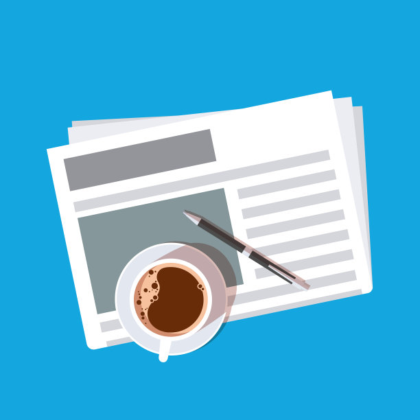 一杯咖啡和一支笔在报纸上图片下载