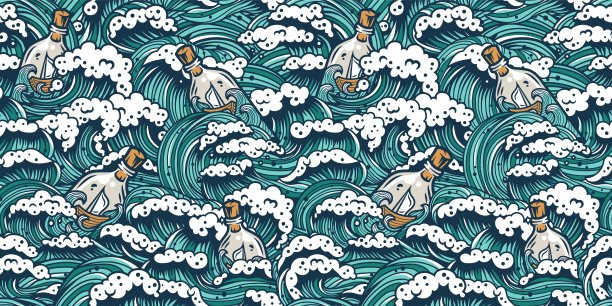 海波或海船图案墙纸图片下载