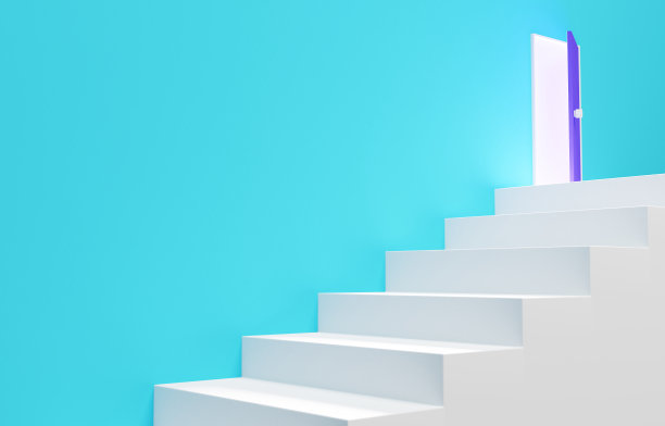 简单的楼梯和门的3D图像图片下载