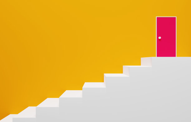 简单的楼梯和门的3D图像图片下载