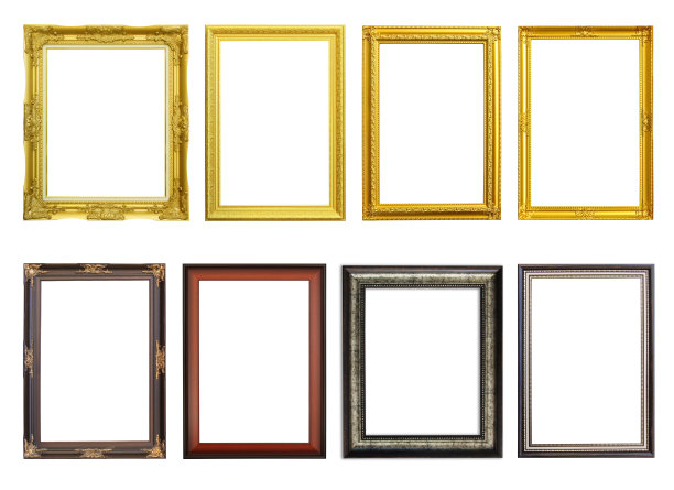 维多利亚时代的旧框架。经典照片相框孤立的白色背景。图片下载